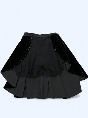 Kellé Black Asymmetrical Handkerchief Hem Pleated Dance Skirt